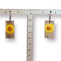 Abstract Yellow Daisy Encaustic Earrings