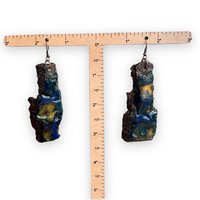 Blue Live Edge Encaustic Earrings