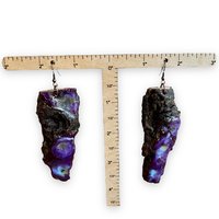 Purple Live Edge Encaustic Earrings