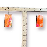 Orange & Pink Encaustic Earrings