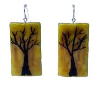 Tree at Dusk Encaustic Earrings
