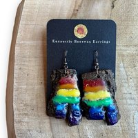 Rainbow Pride Encaustic Earrings