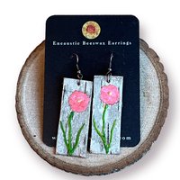 Pink Flowers on Birch Bark 