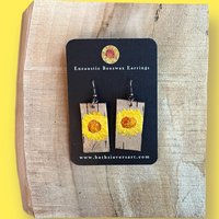 Abstract Yellow Daisy Encaustic Earrings