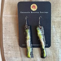 Yellow Live Edge Encaustic Earrings