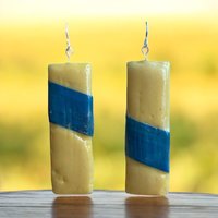 Yellow and Blue Encaustic Earrings