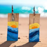 Sunrise Over the Ocean on Birch Bark