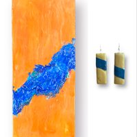 Yellow and Blue Encaustic Earrings