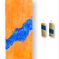 Yellow and Blue Encaustic Earrings