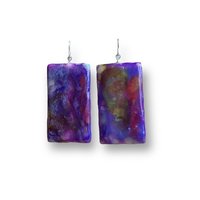 Purple Abstract Encaustic Earrings