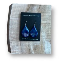 Blue and Gold Teardrop Shaped Encaustic Earrings