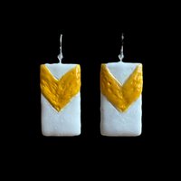 Orange Chevron Encaustic Earrings