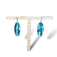 Blue Abstract Encaustic Earrings 