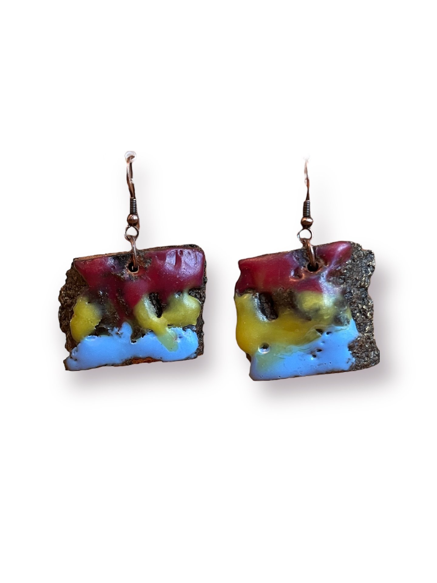 Pansexual Pride Encaustic Earrings