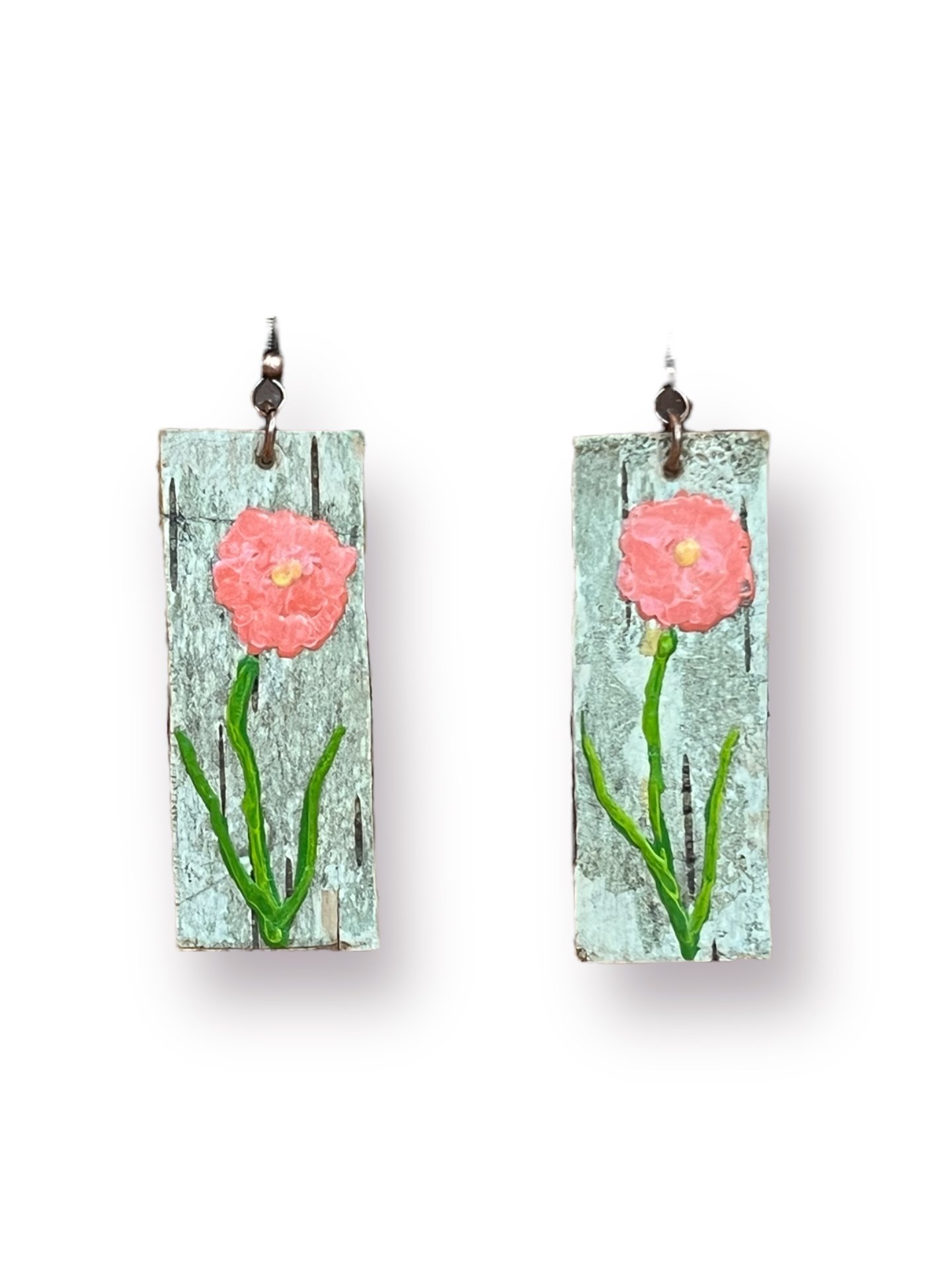 Pink Flowers on Birch Bark 