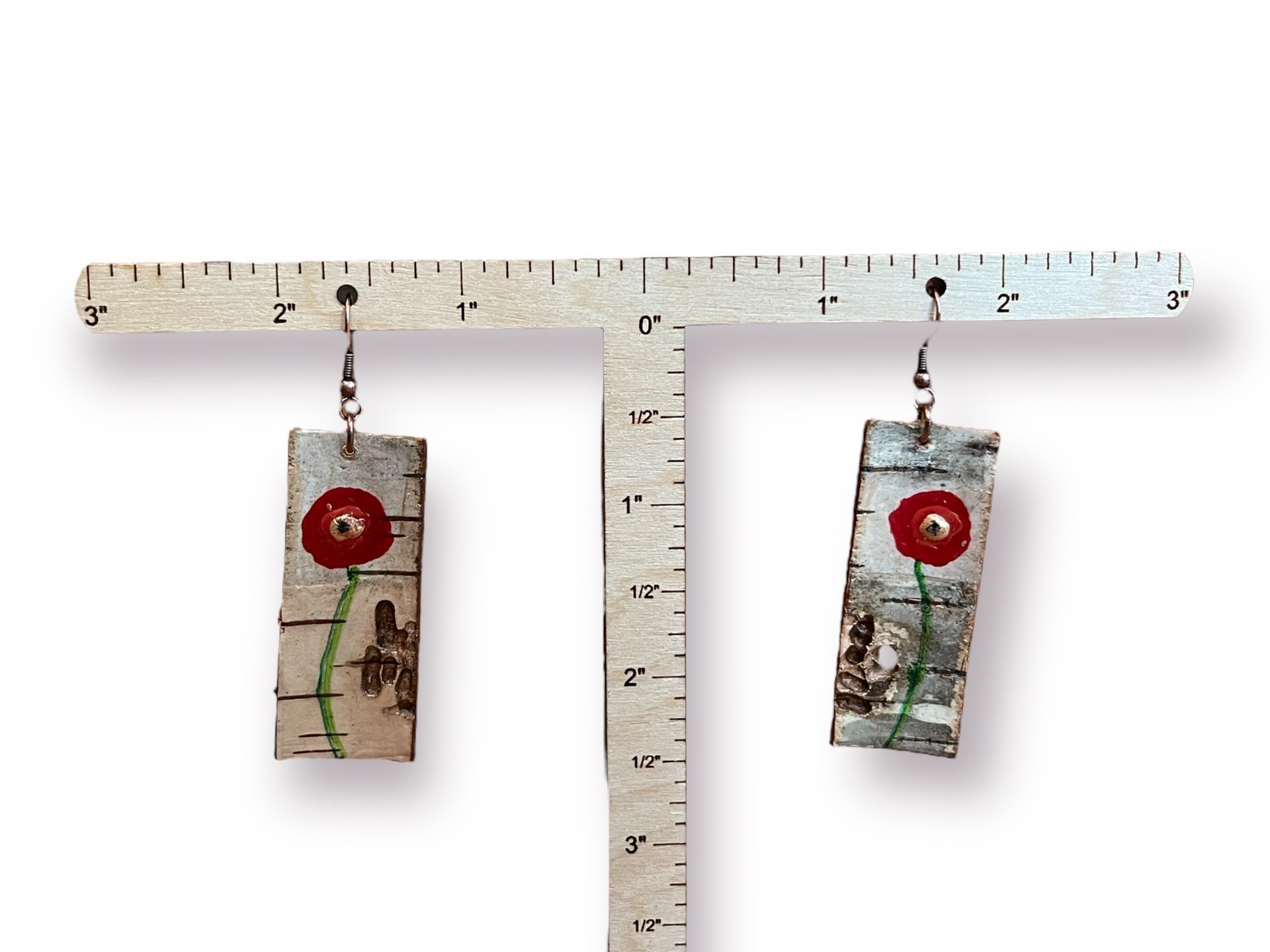 Abstract Poppies on Birch bark