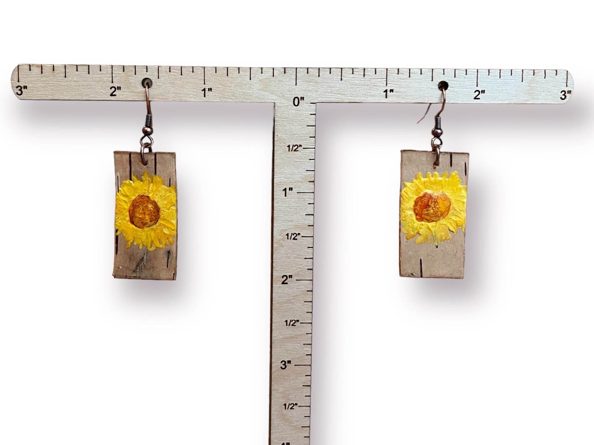 Abstract Yellow Daisy Encaustic Earrings