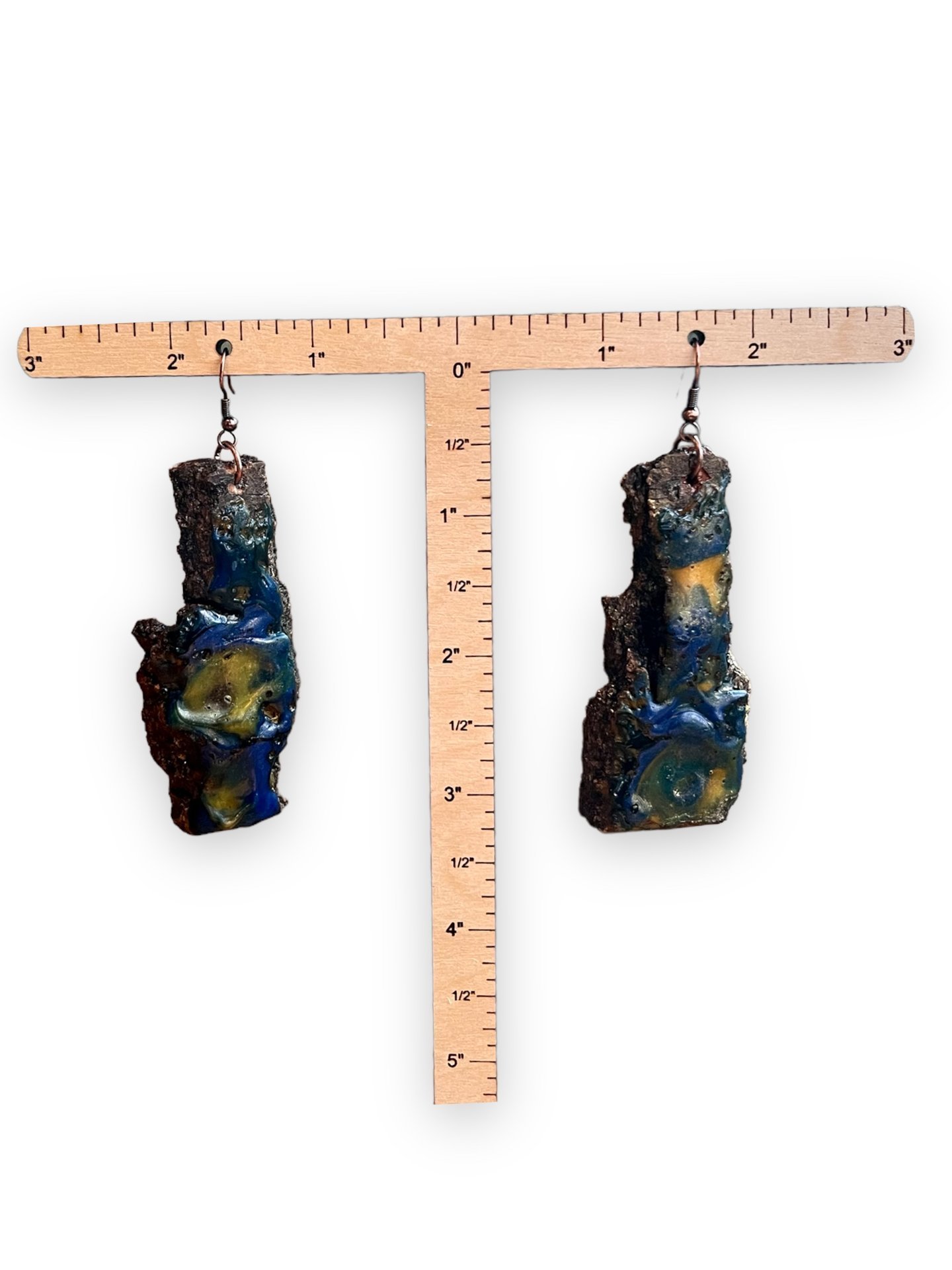 Blue Live Edge Encaustic Earrings