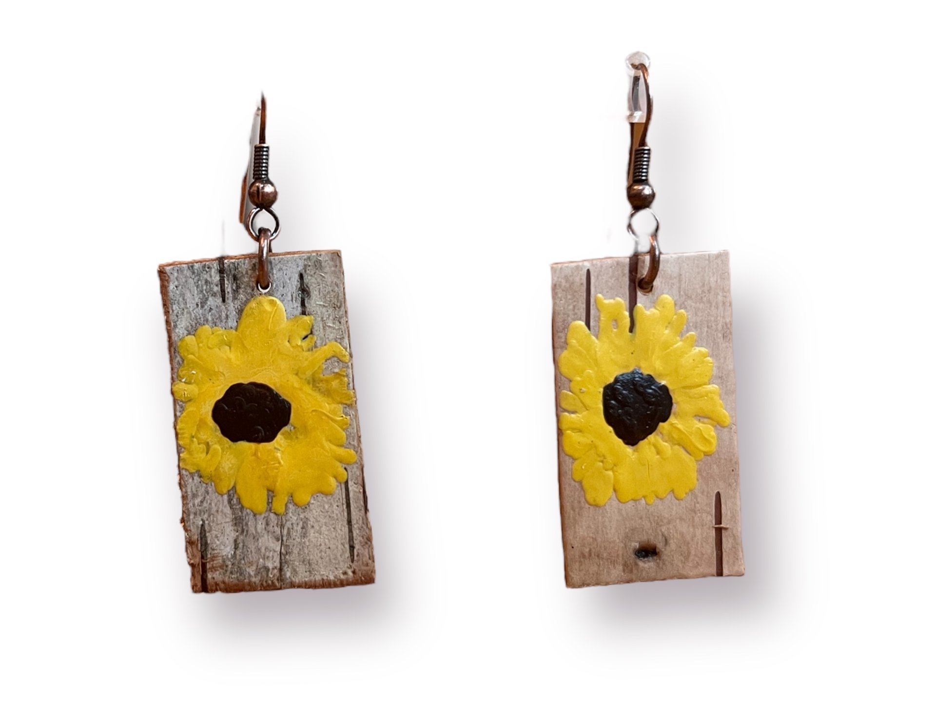 Abstract Sunflowers on Birch Bark