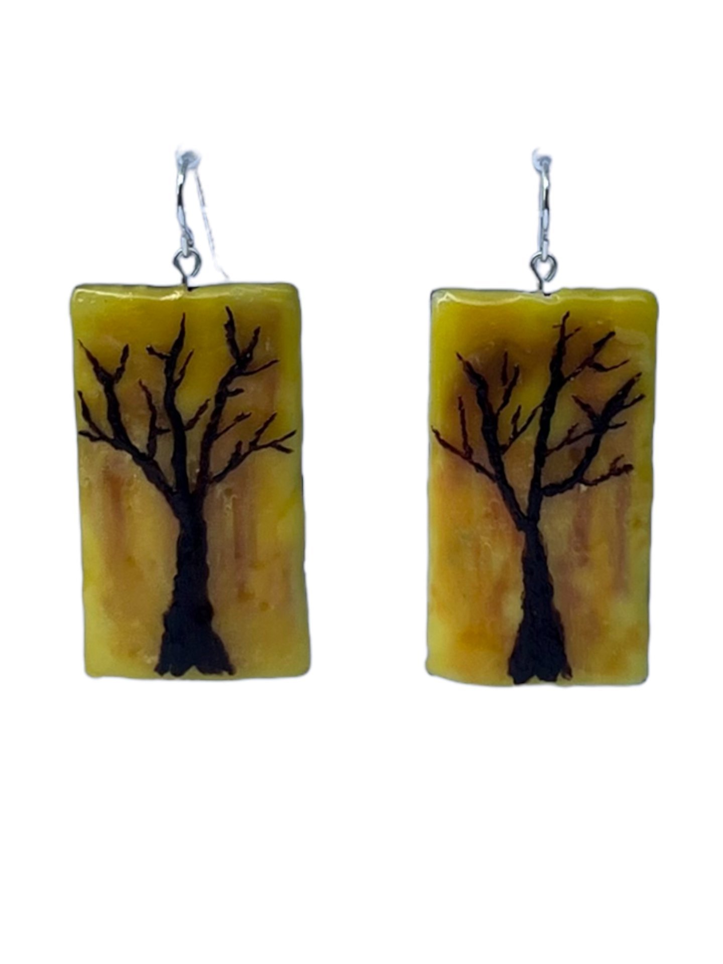 Tree at Dusk Encaustic Earrings