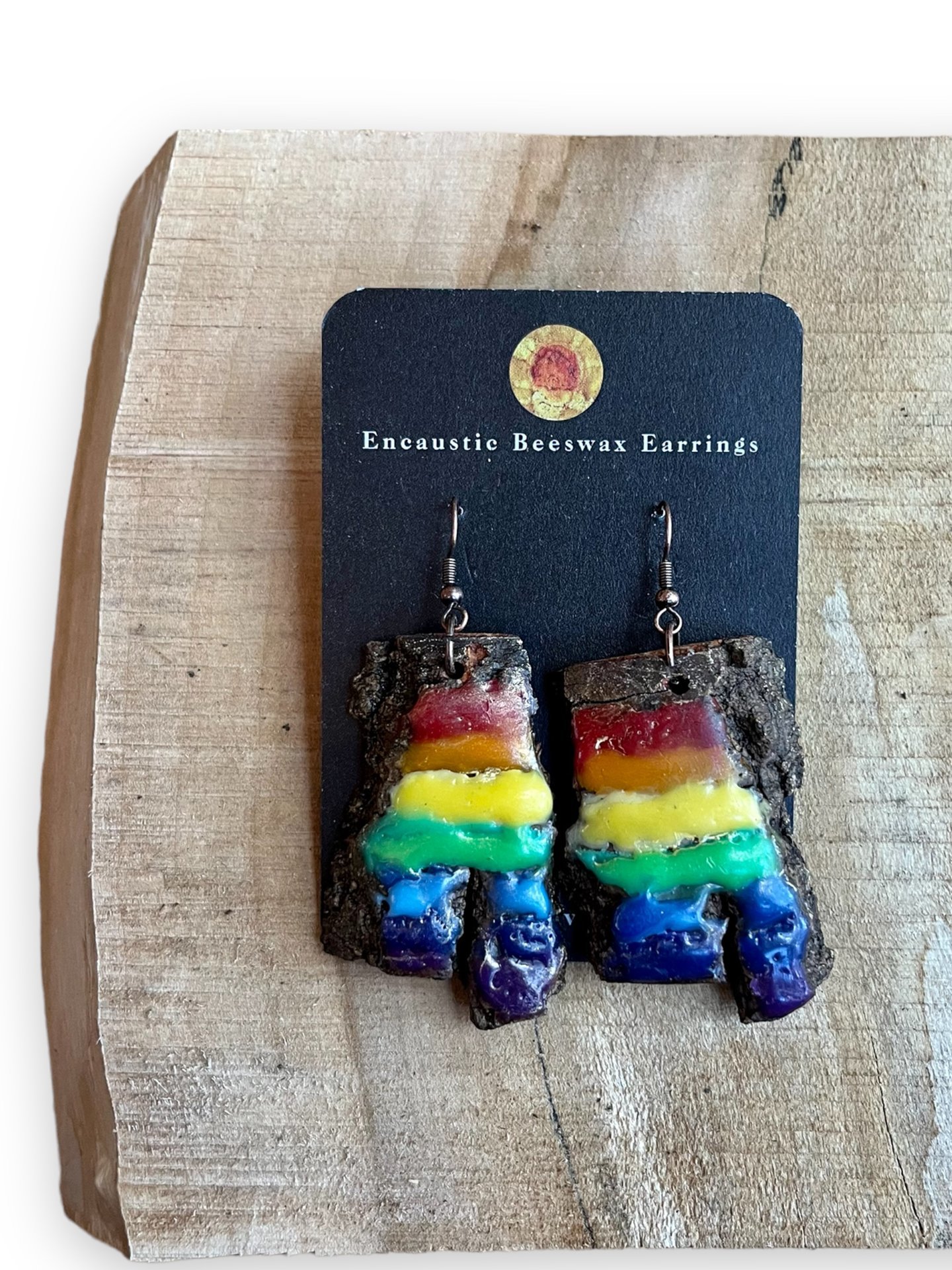 Rainbow Pride Encaustic Earrings