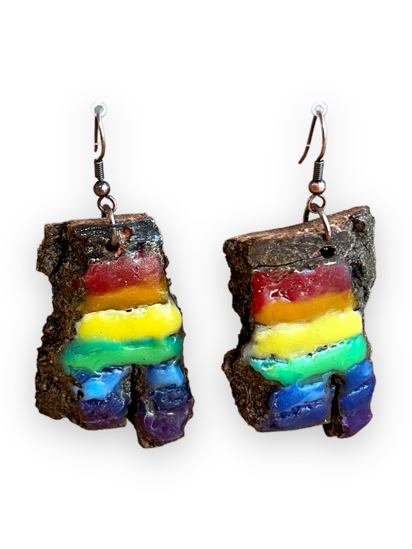 Rainbow Pride Encaustic Earrings
