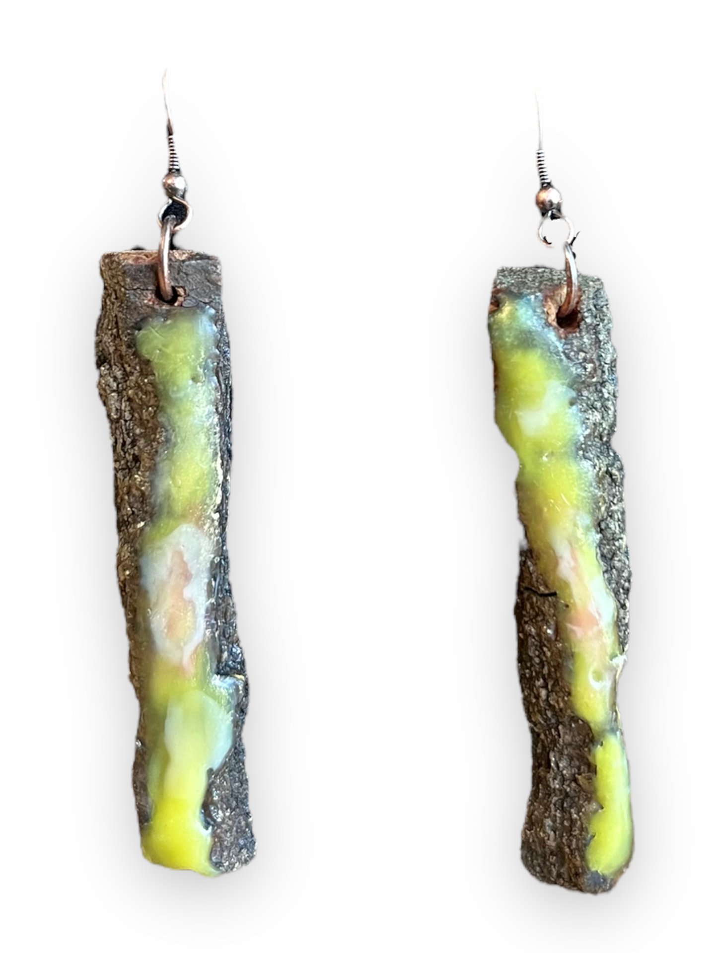 Yellow Live Edge Encaustic Earrings