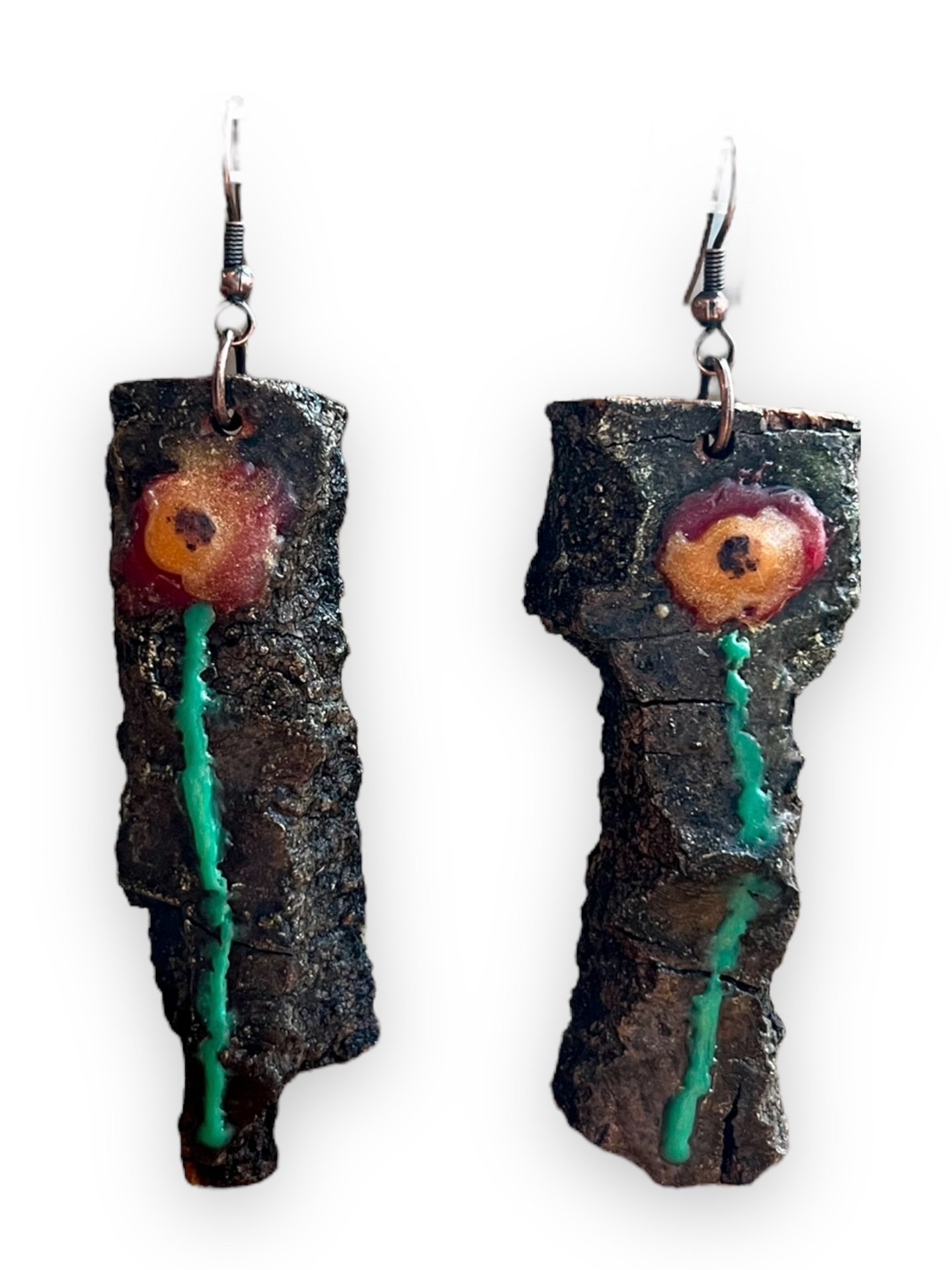 Abstract Poppy Encaustic Earrings
