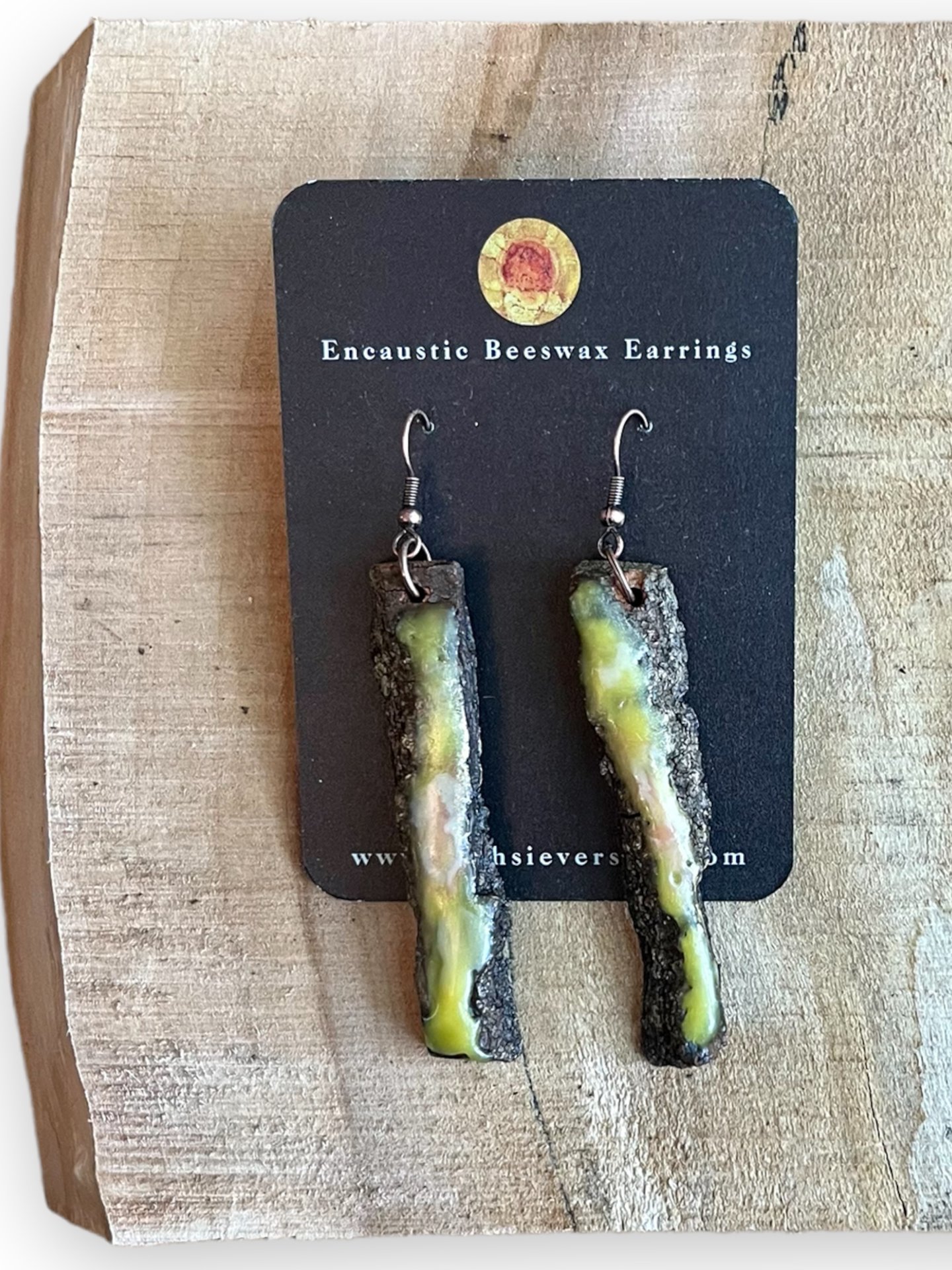 Yellow Live Edge Encaustic Earrings