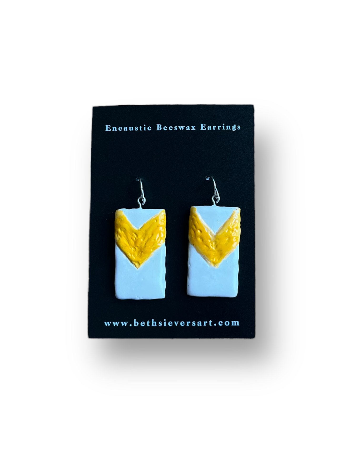 Orange Chevron Encaustic Earrings