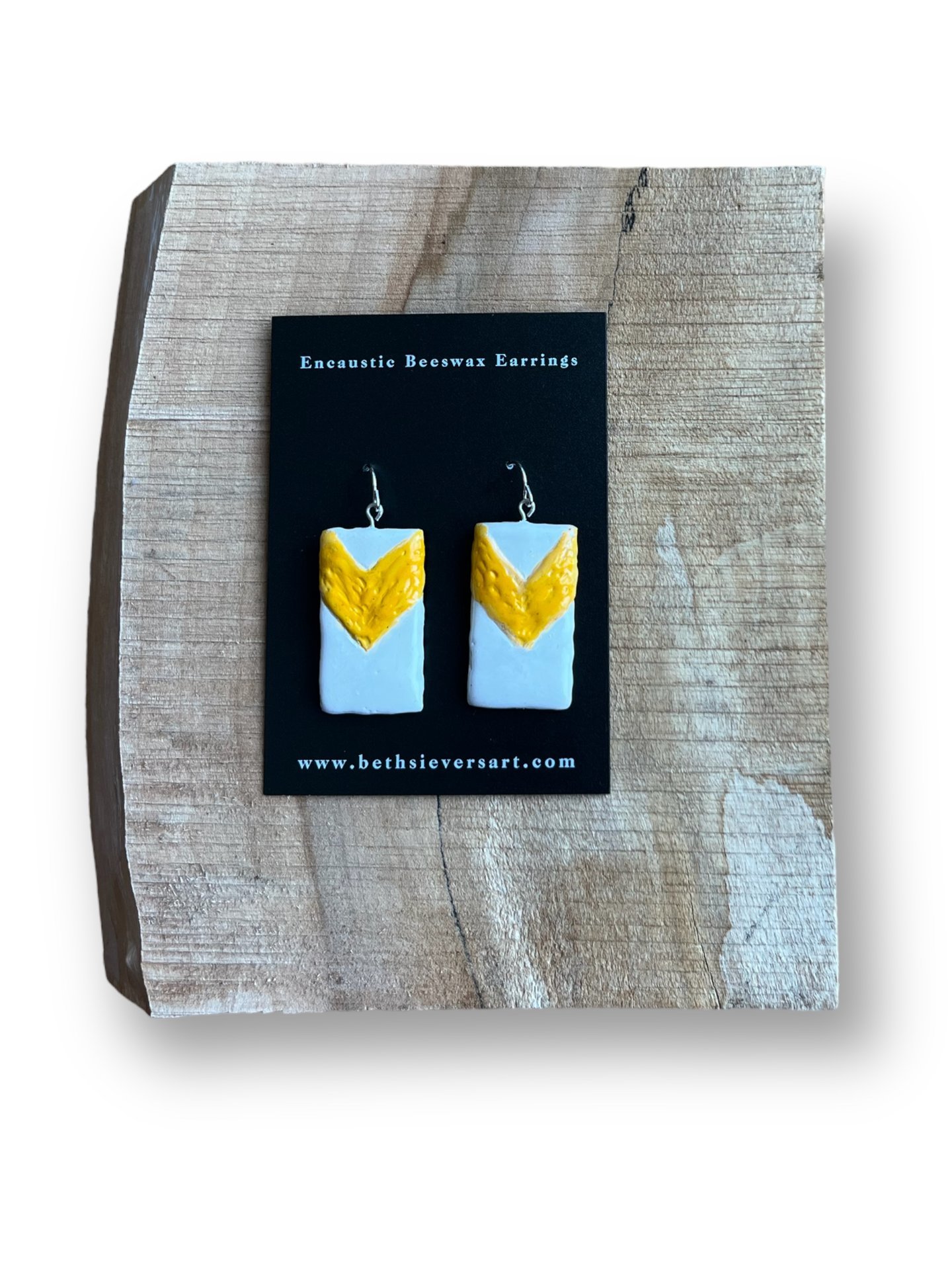 Orange Chevron Encaustic Earrings