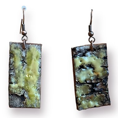 Abstract Yellow Encaustic Earrings