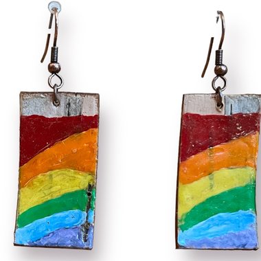 Rainbow Encaustic Earrings