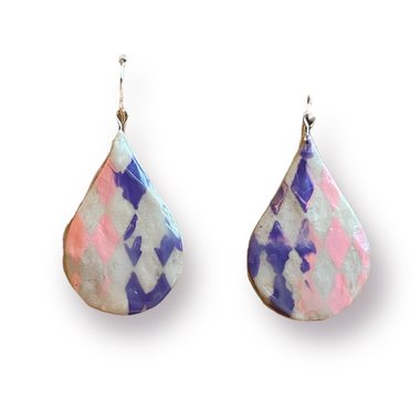 Diamond Teardrops Shaped Encaustic Earrings