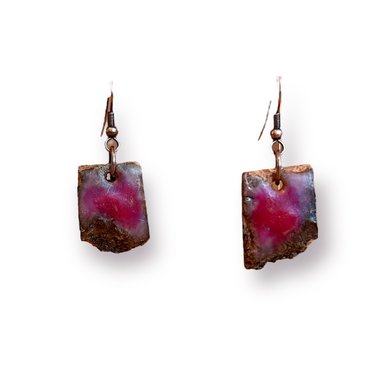 Abstract Pink Encaustic Earrings